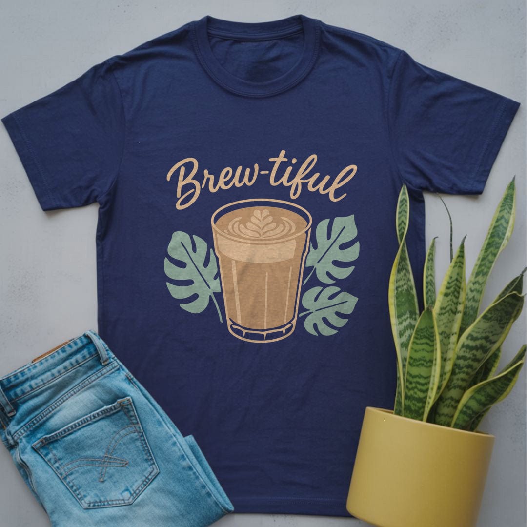 Brewtiful Latte Monstera Shirt Navy / S