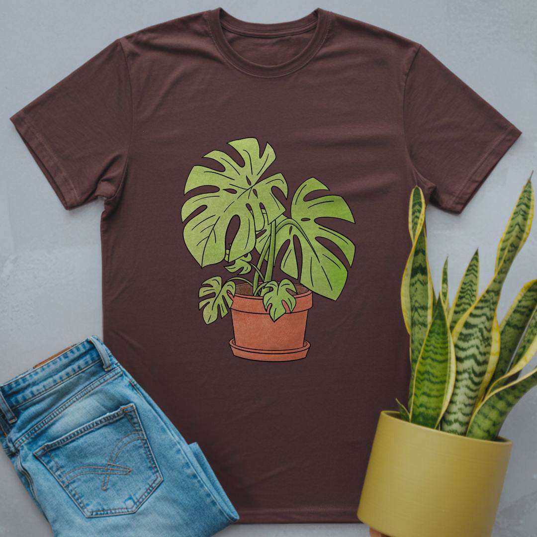 Colorful Monstera Shirt Dark Chocolate / S