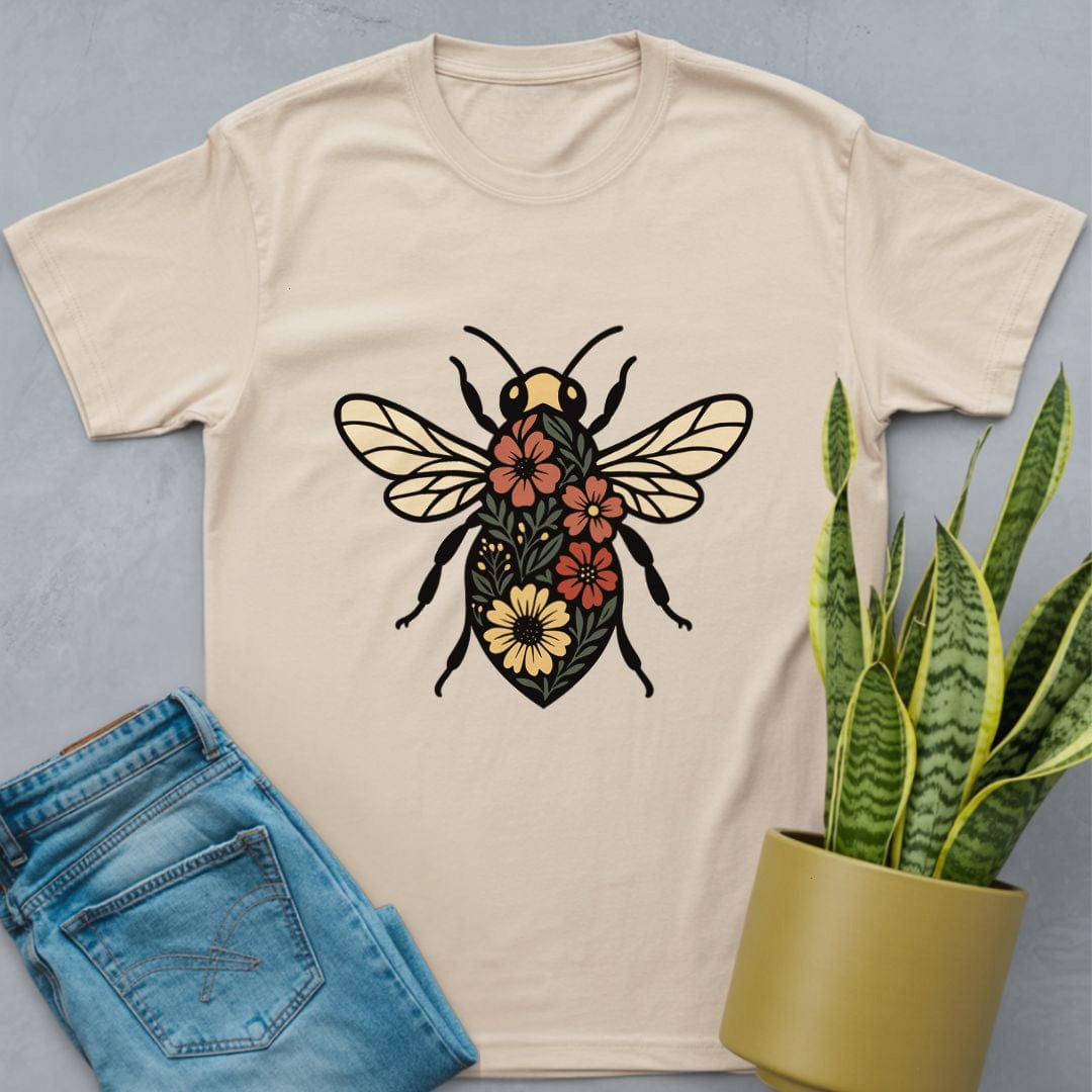 Floral Wings Bee Shirt Natural / S