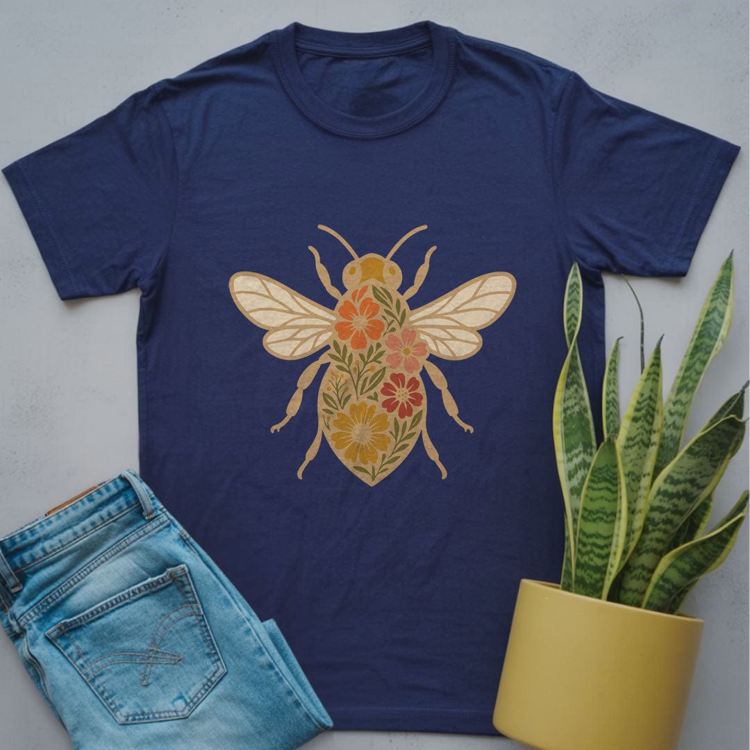 Floral Wings Bee Shirt Navy / S