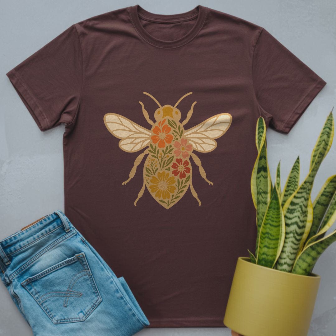 Floral Wings Bee Shirt Dark Chocolate / S