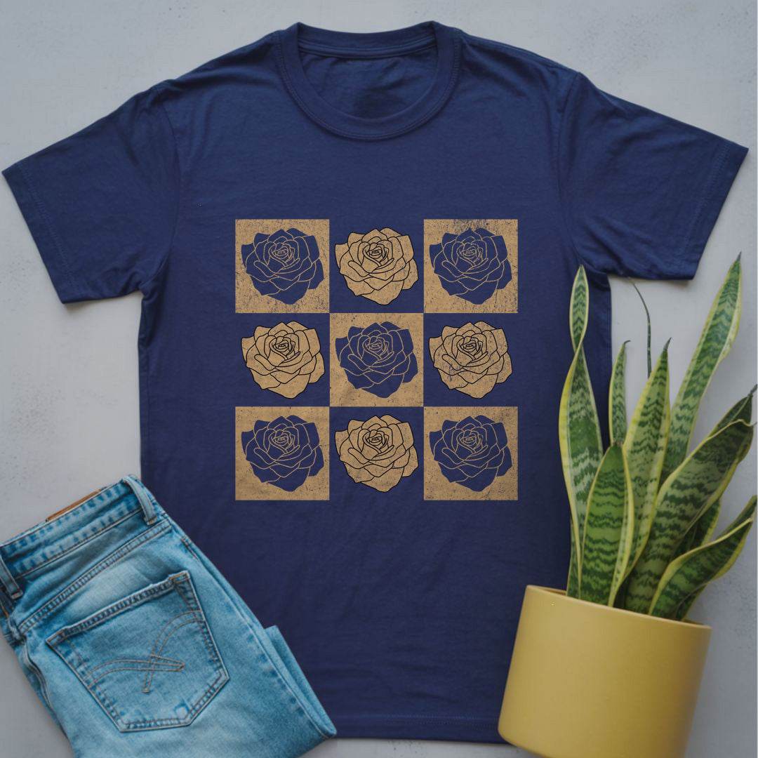 Grid of Roses Shirt Navy / S