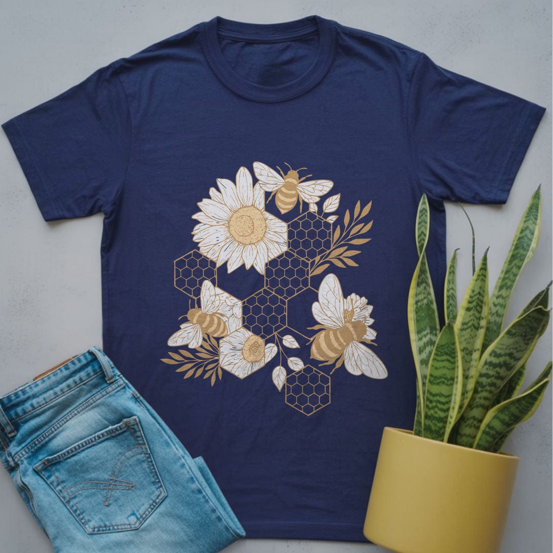 Honeycomb with Bees Shirt Navy / S
