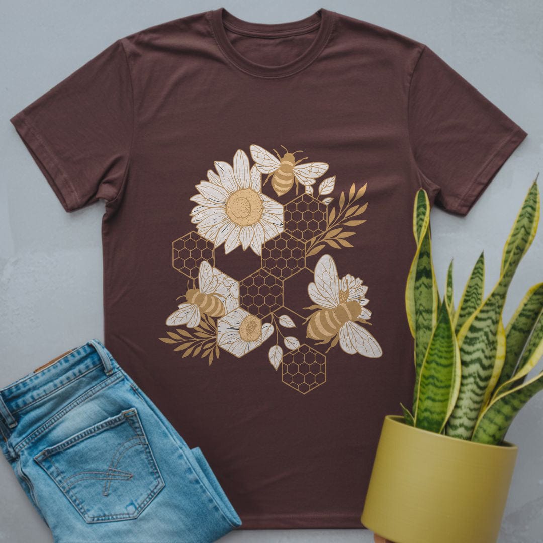 Honeycomb with Bees Shirt Dark Chocolate / S