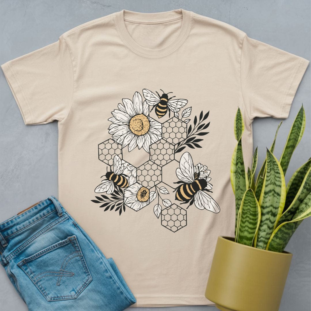 Honeycomb with Bees Shirt Natural / S