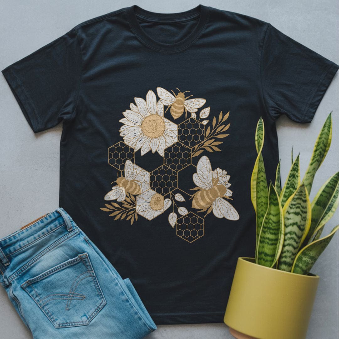 Honeycomb with Bees Shirt Black / S