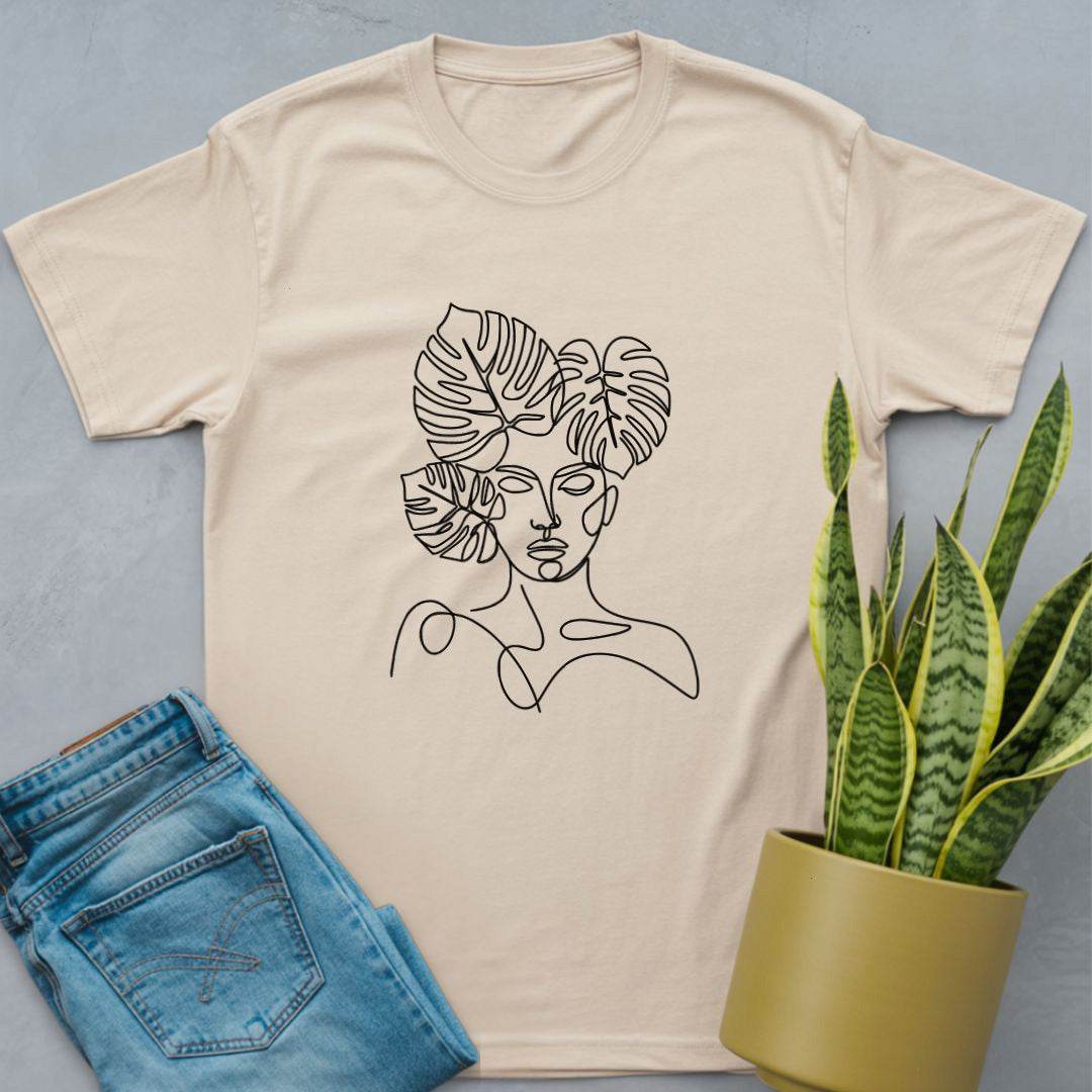 Monstera Face Silhouette Shirt Natural / S