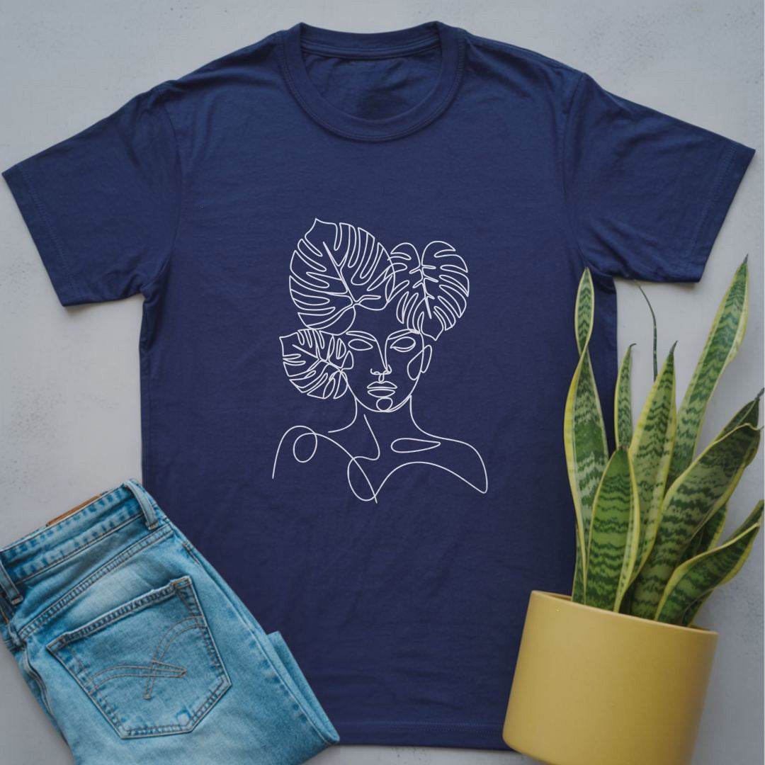 Monstera Face Silhouette Shirt Navy / S