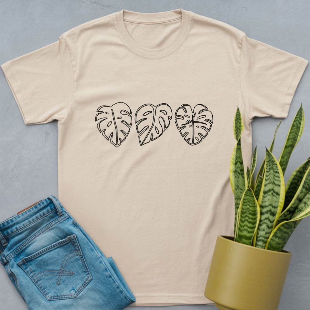 Monstera Leaves Line Art Shirt Natural / S