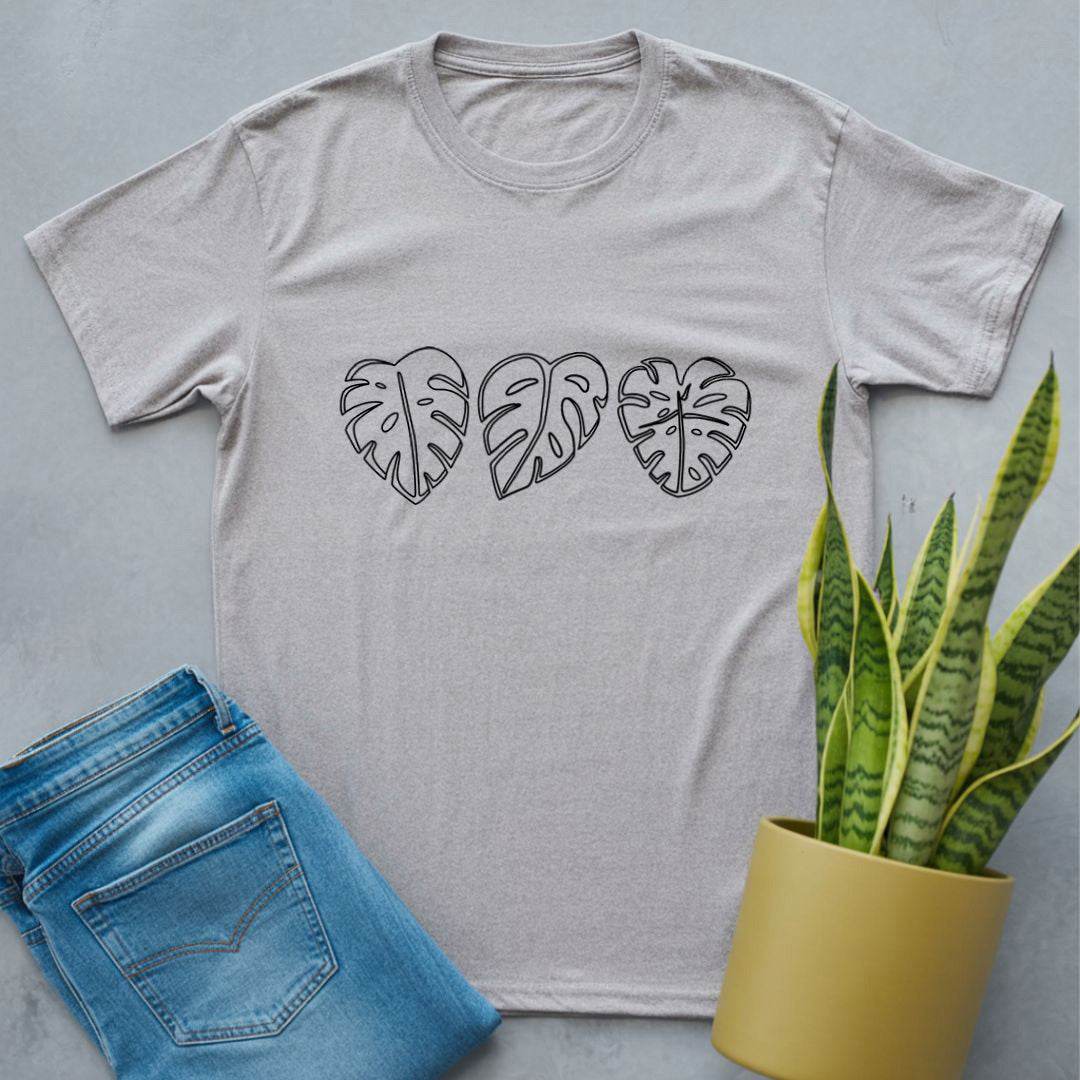 Monstera Leaves Line Art Shirt Sport Grey / S