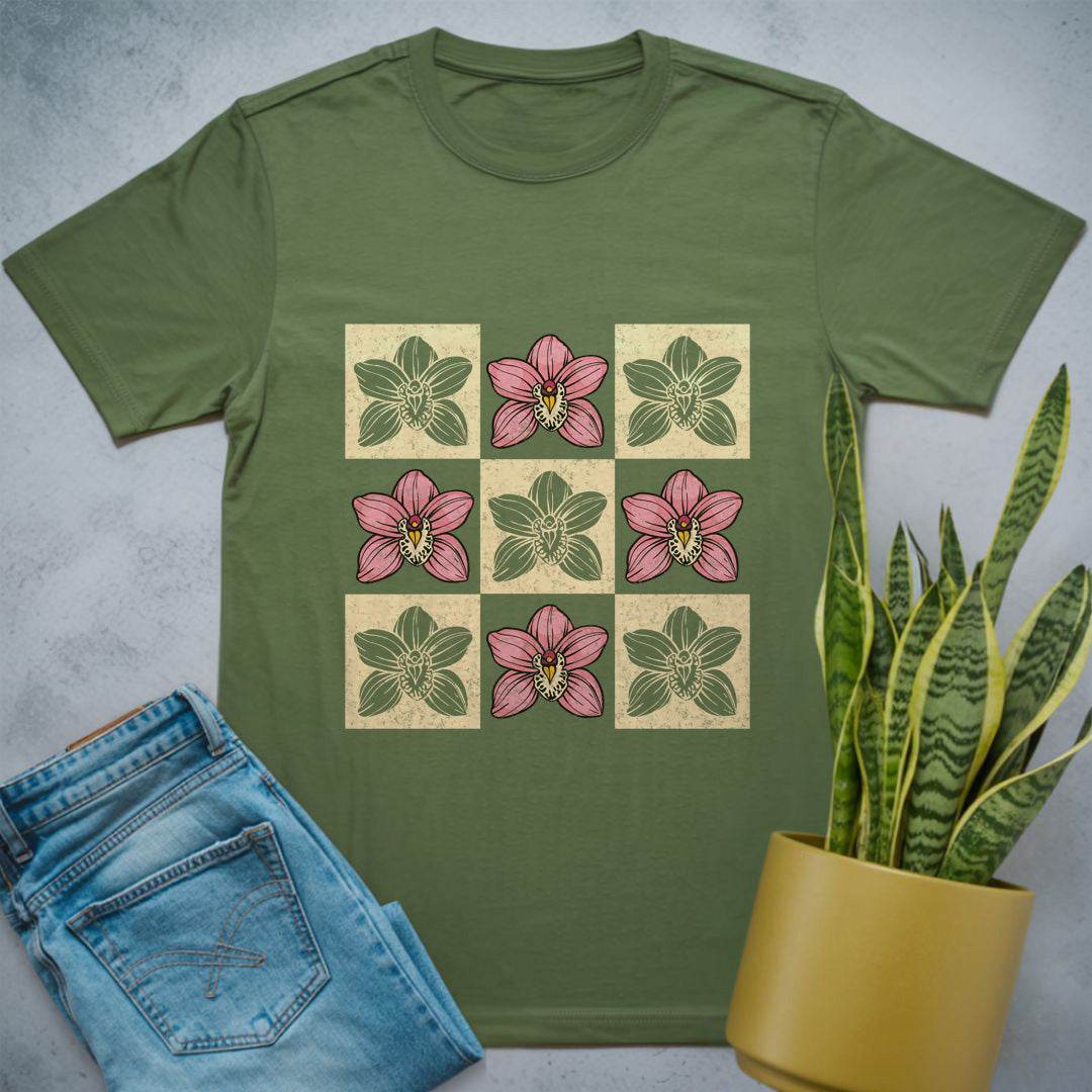 Orchid Grid Delight Shirt Military Green / S