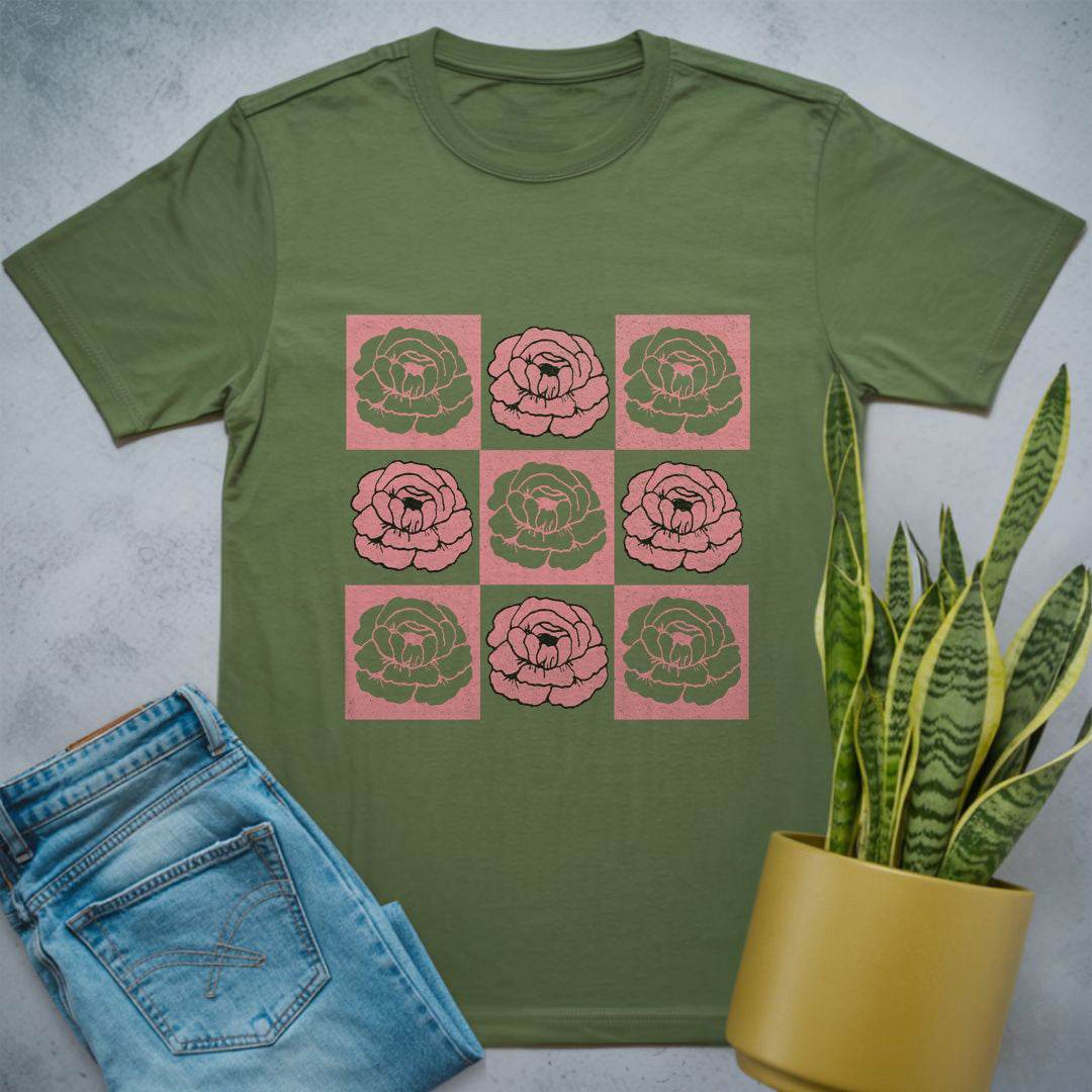 Peony Paradise Shirt Military Green / S