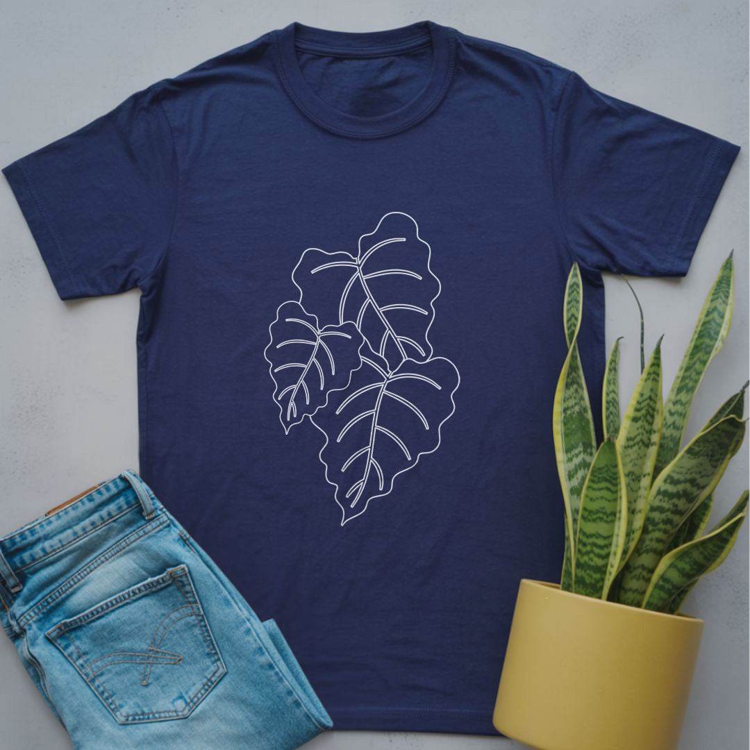 Philodendron Leaves Line Art Shirt Navy / S