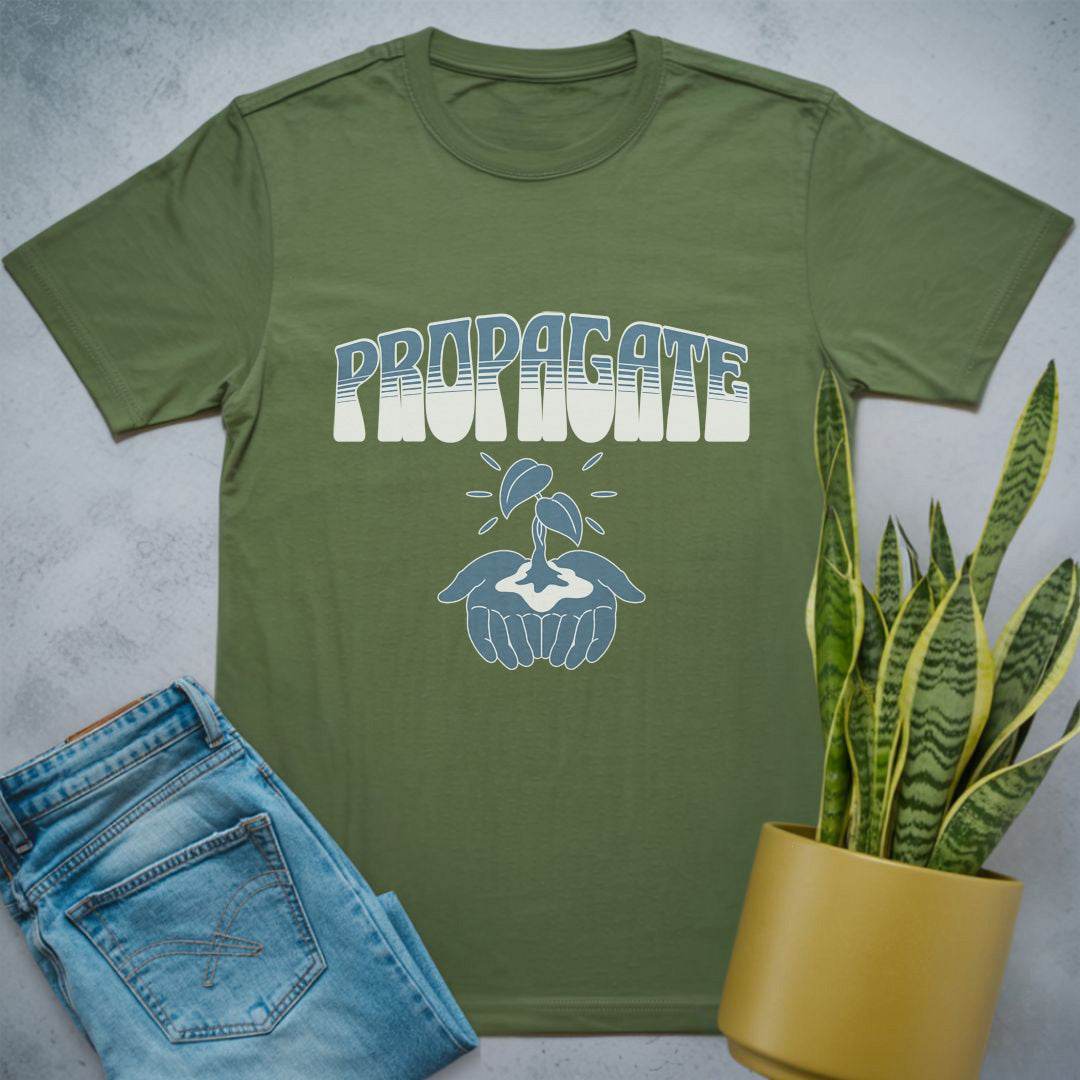 Propagate, Hand Holding Leaves Shirt Military Green / S