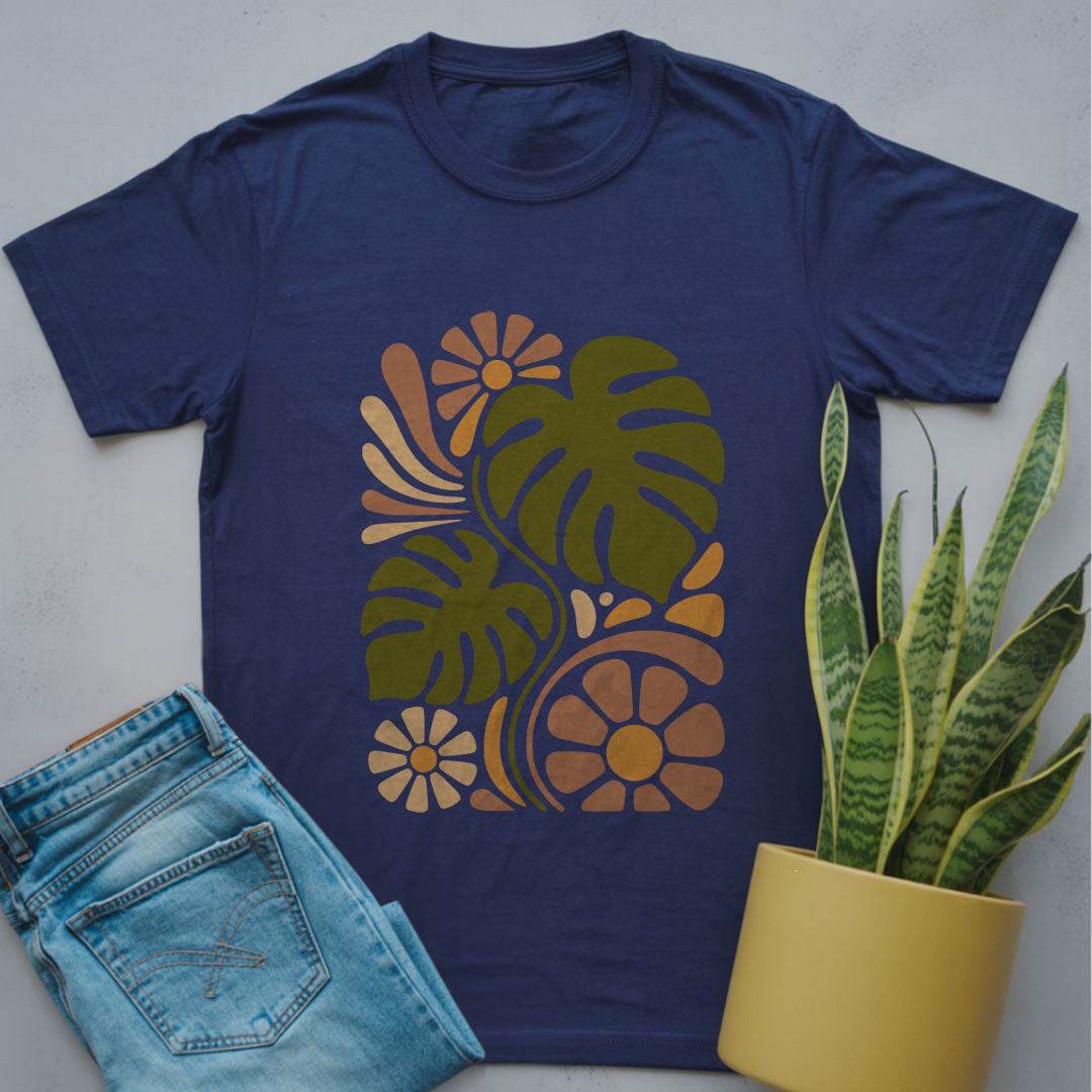 Retro Monstera Floral Shirt Navy / S