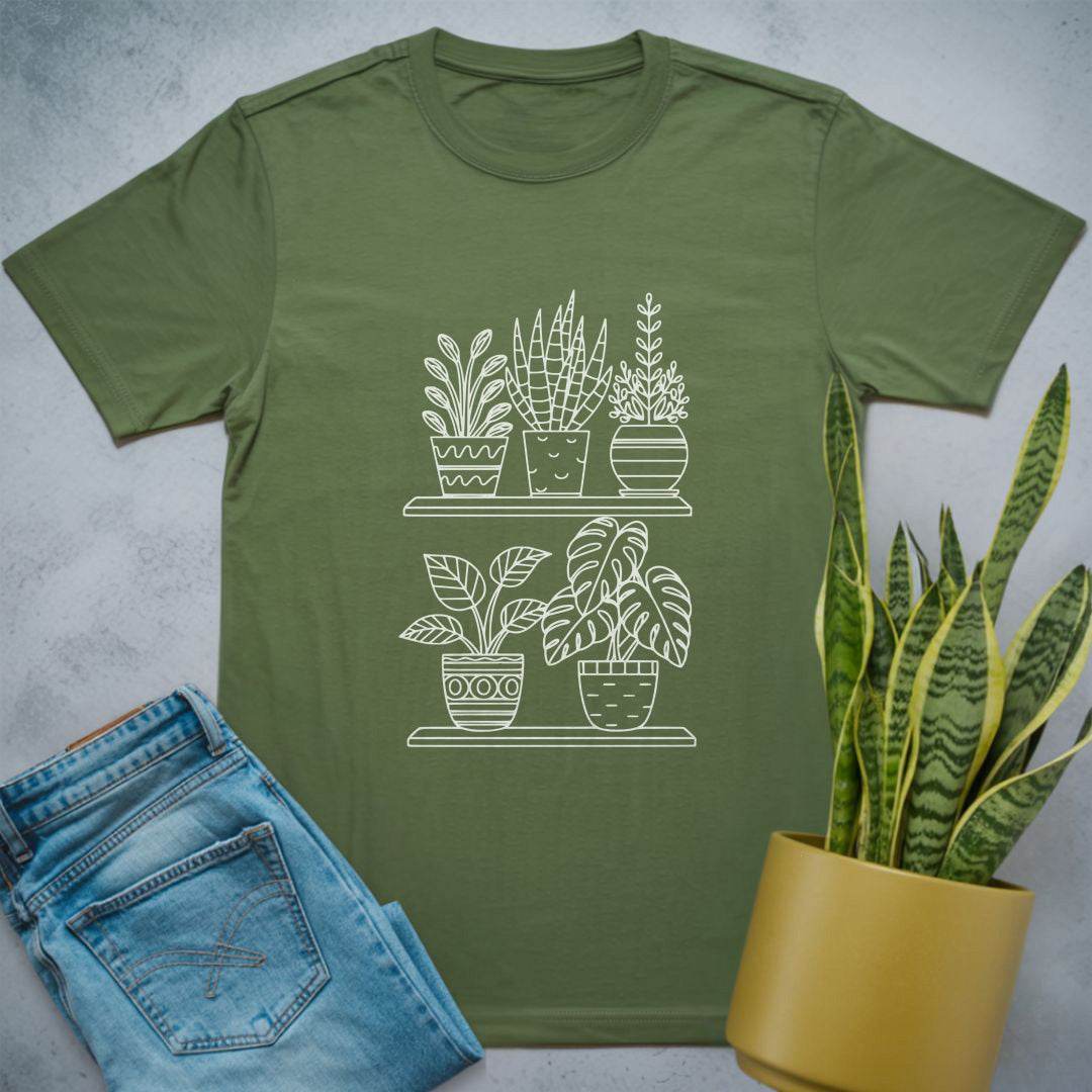 Shelfie of Houseplants Shirt Military Green / S