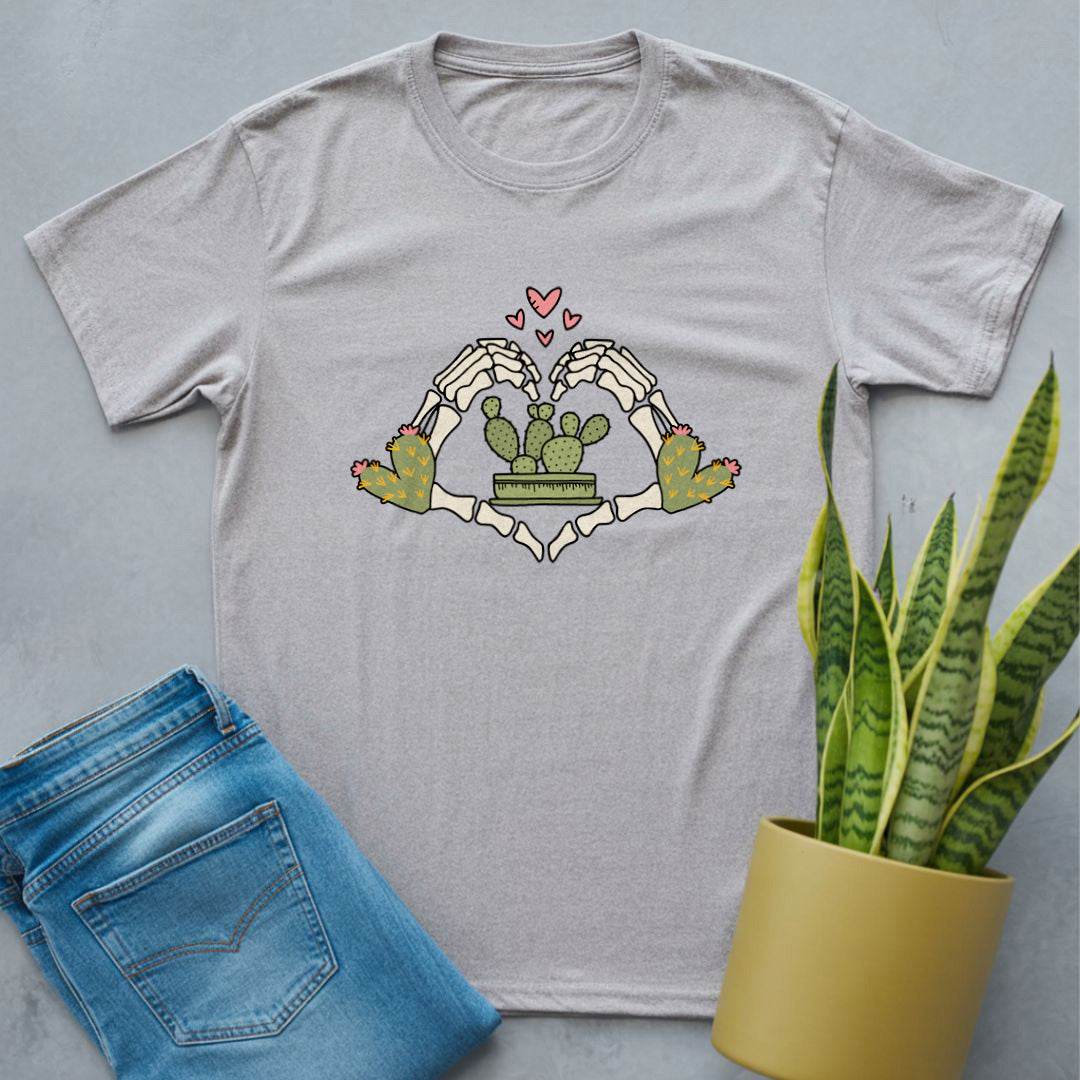 Skeleton Hands Cactus Love Shirt Sport Grey / S