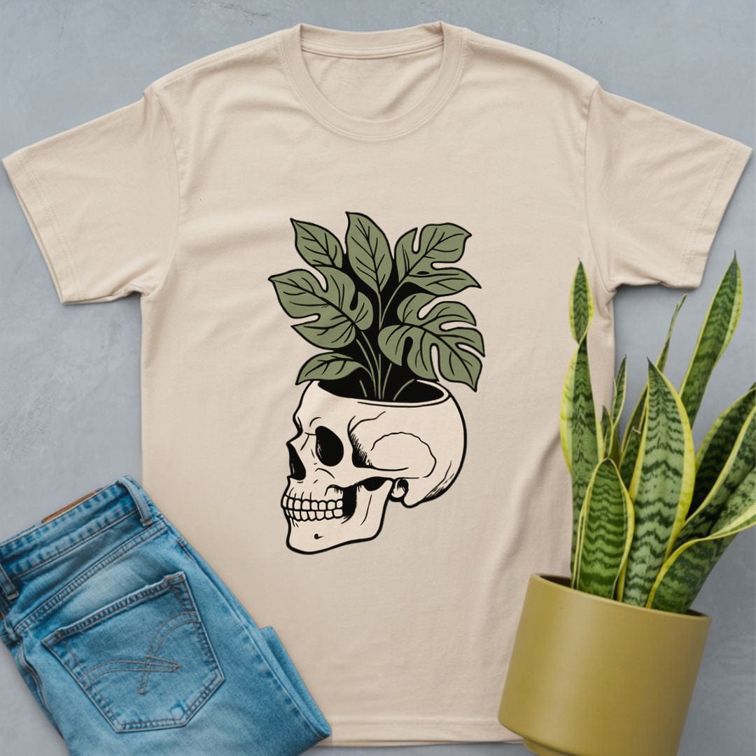 Skull Pot with Plants Shirt Natural / S
