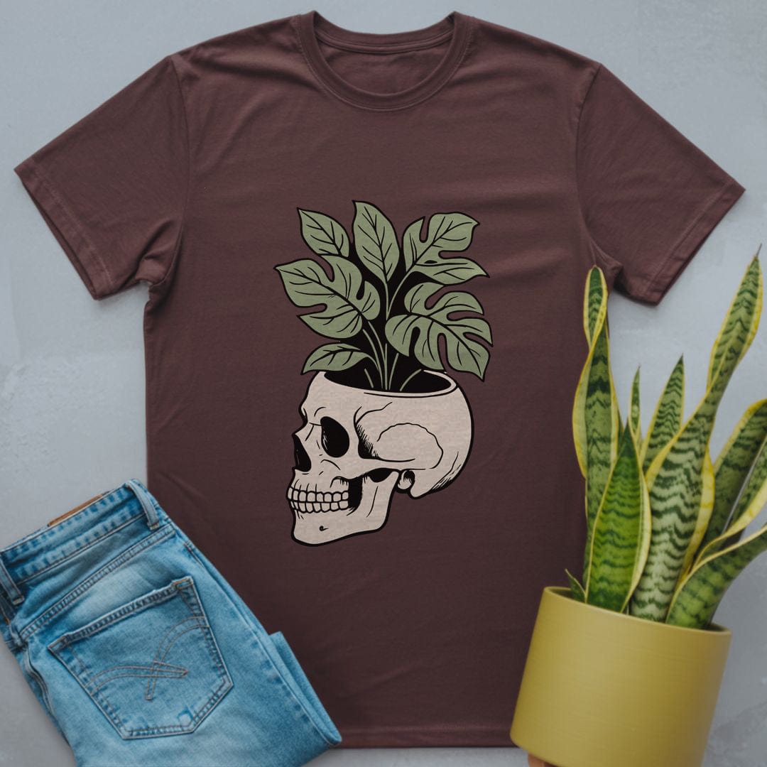 Skull Pot with Plants Shirt Dark Chocolate / S