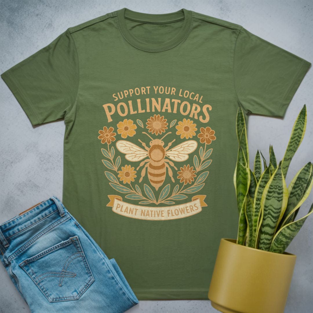 Support Local Pollinators Shirt Military Green / S