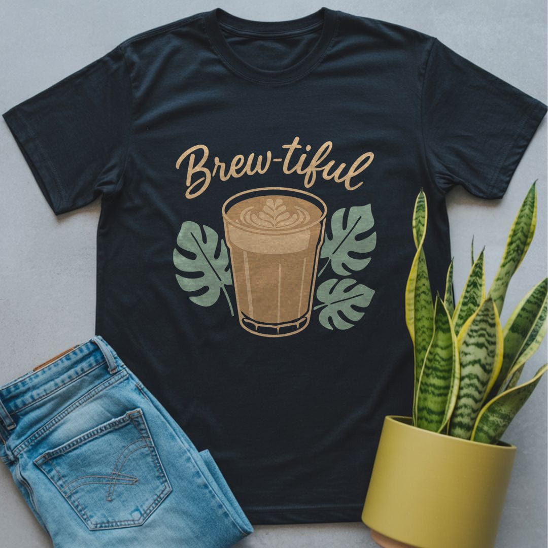 Brewtiful Latte Monstera Shirt Black / S