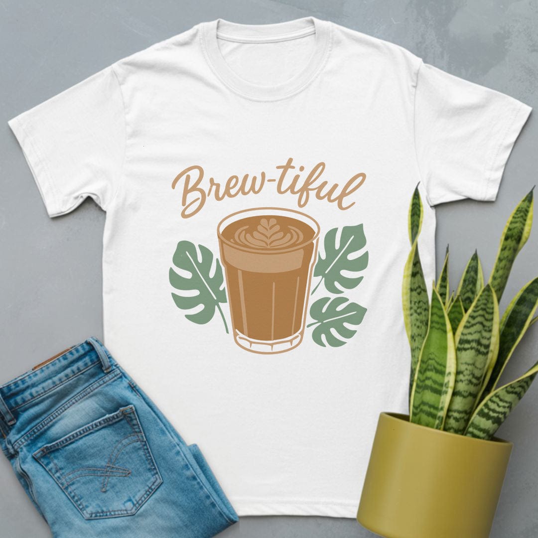 Brewtiful Latte Monstera Shirt White / S