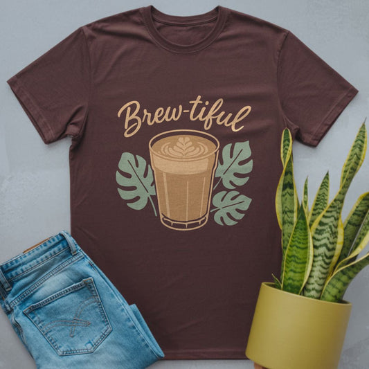 Brewtiful Latte Monstera Shirt Dark Chocolate / S