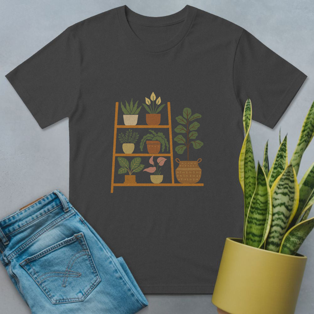 Colorful Houseplant Shelf Shirt Dark Heather