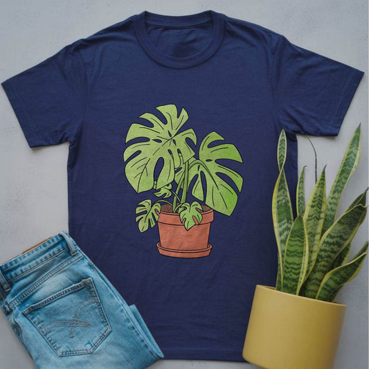 Colorful Monstera Shirt Navy / S
