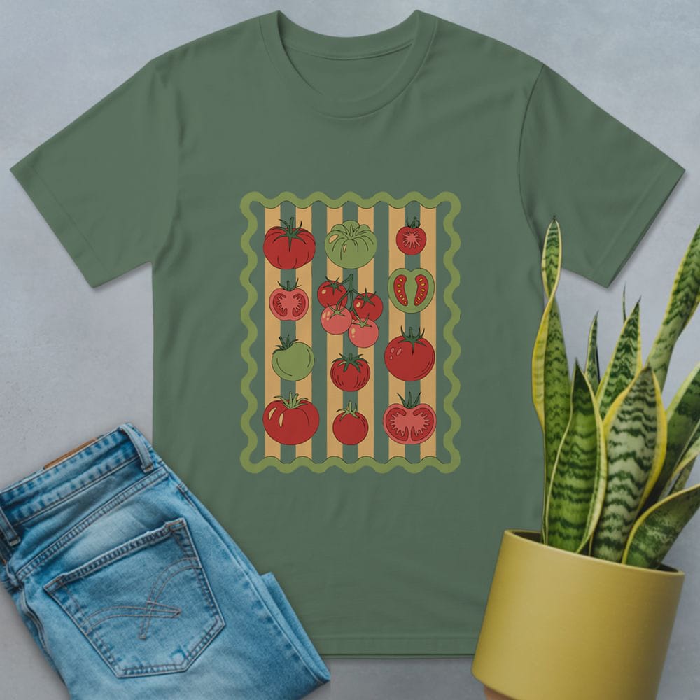 Decorative Tomatoes Shirt Military Green