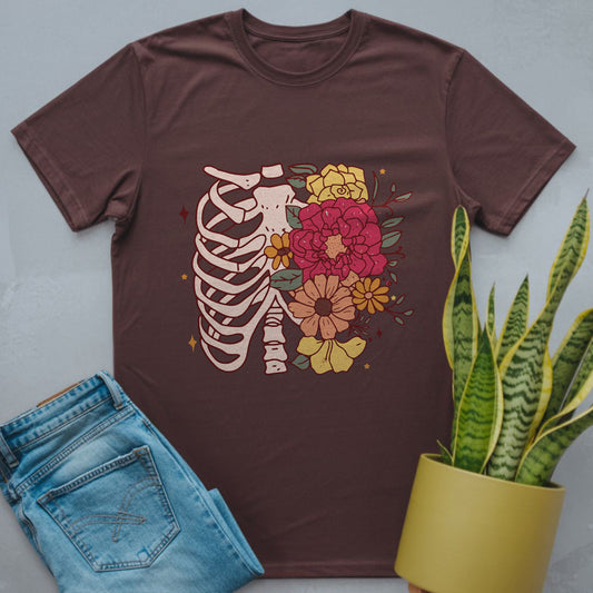 Floral Ribcage Skeleton Shirt