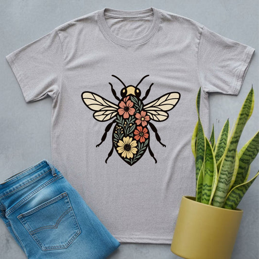 Floral Wings Bee Shirt Sport Grey / S