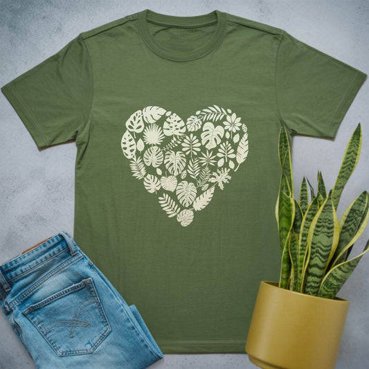 Heart Shaped Houseplant Shirt Military Green / S