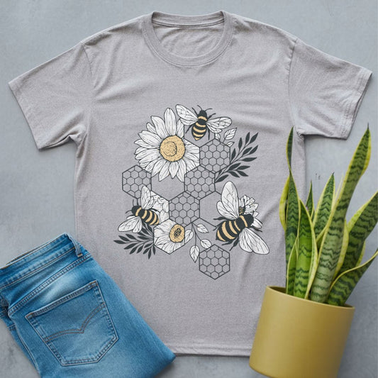 Honeycomb with Bees Shirt Sport Grey / S