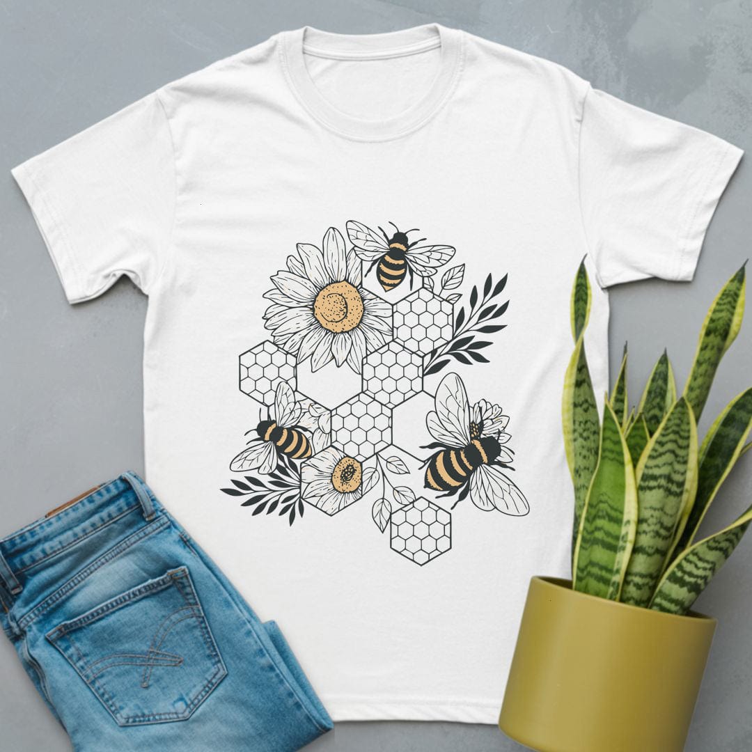 Honeycomb with Bees Shirt White / S