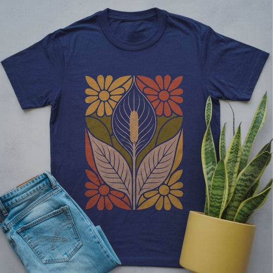 Peace Lily Abstract Shirt Navy / S