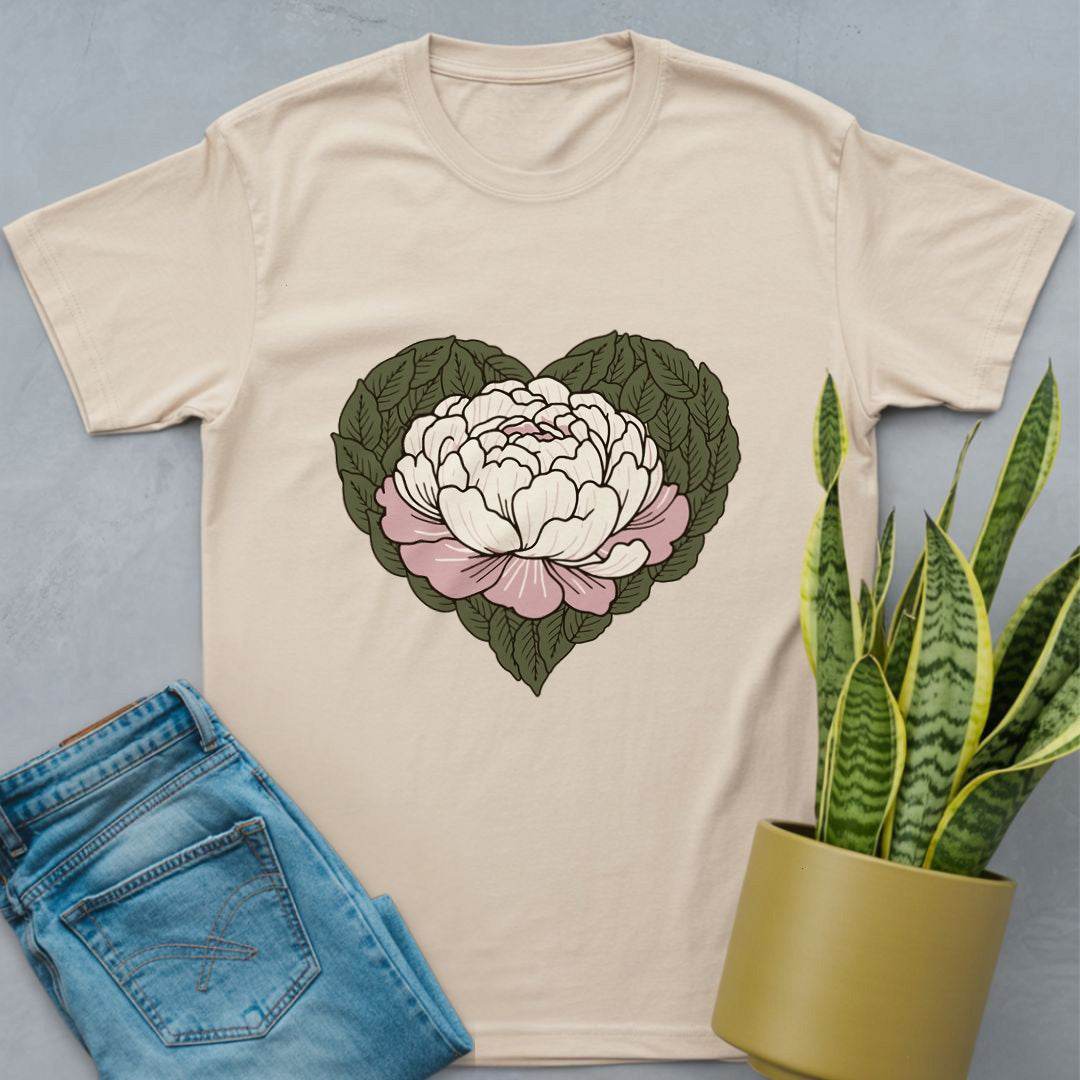 Peony with Leaves Shirt Natural / S