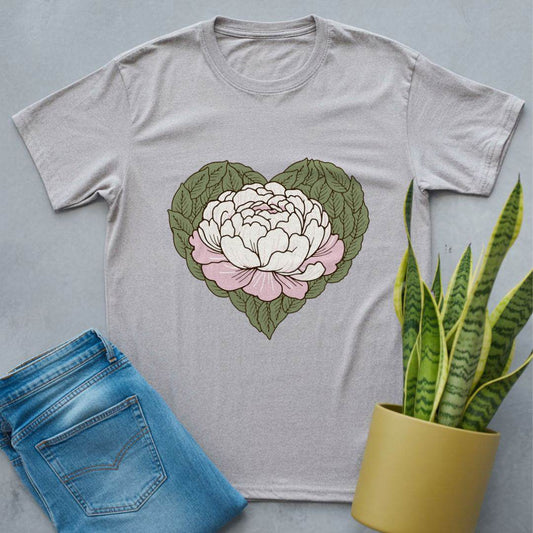 Peony with Leaves Shirt Sport Grey / S