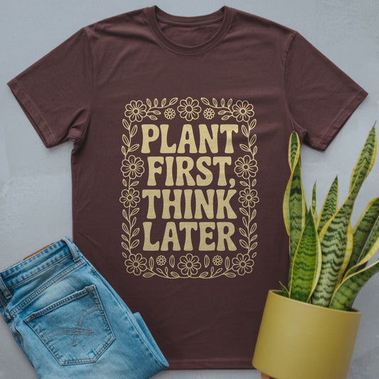 Plant First Think Later Shirt Dark Chocolate / S