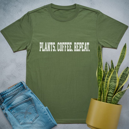 Plants Coffee Repeat Shirt Military Green / S