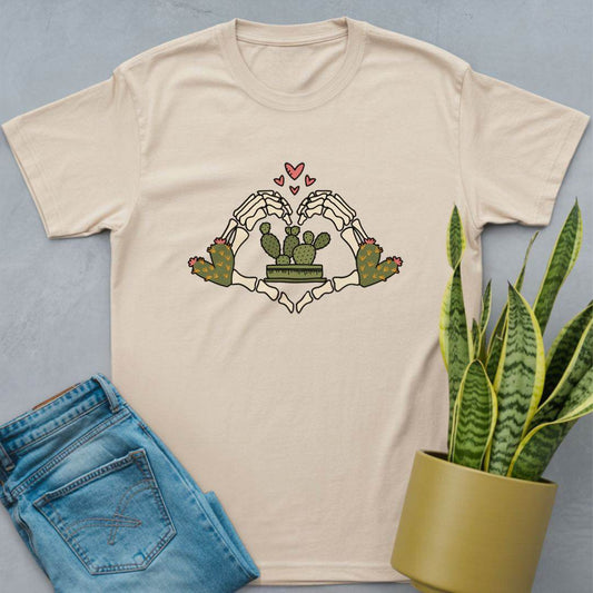 Skeleton Hands Cactus Love Shirt Natural / S