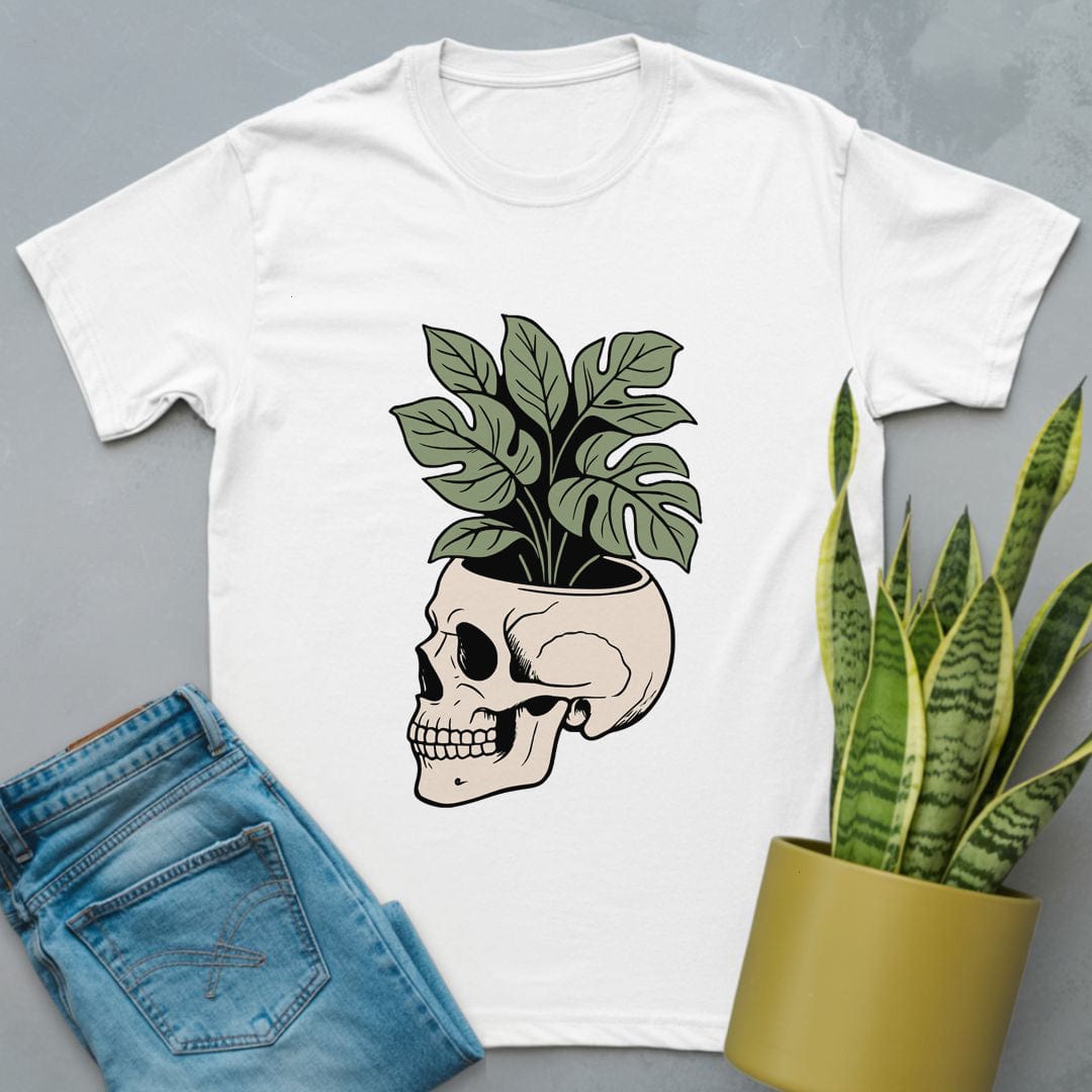 Skull Pot with Plants Shirt White / S