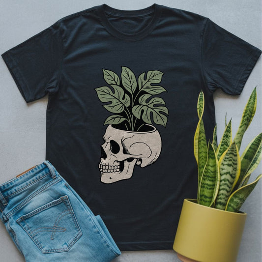 Skull Pot with Plants Shirt Black / S