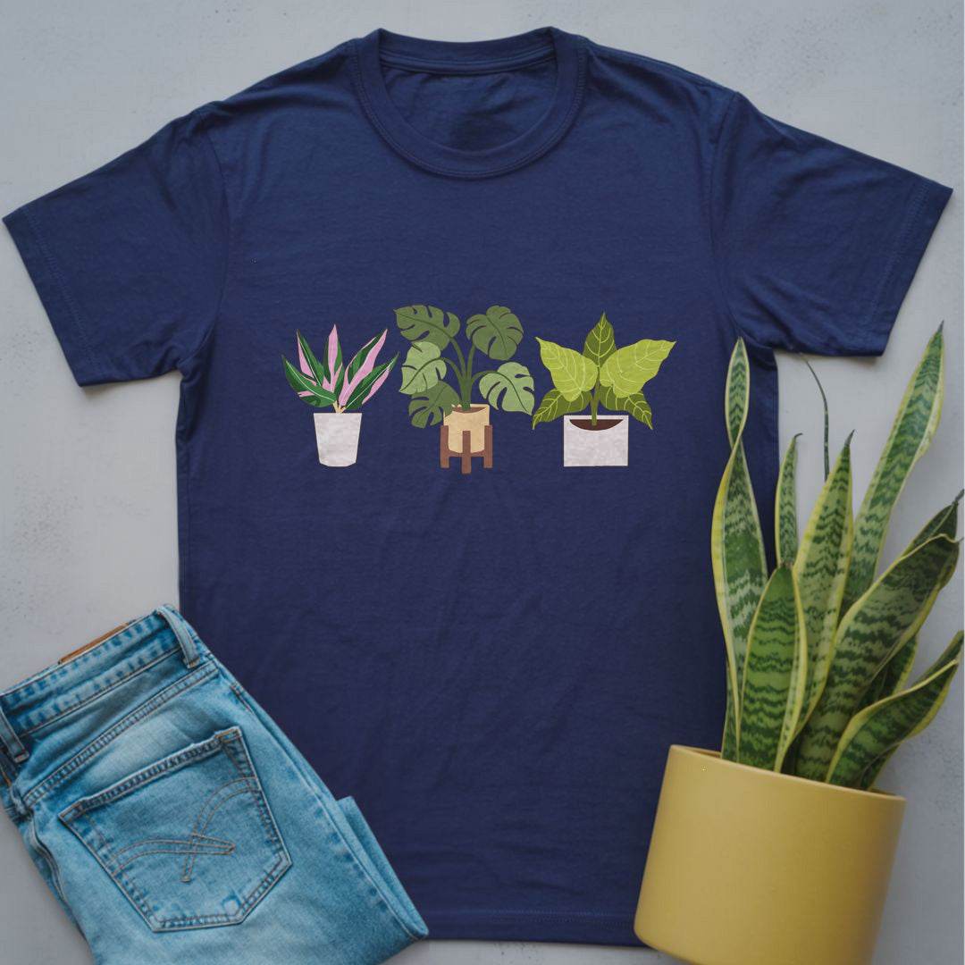 Three Philodendrons in a Row Shirt Navy / S
