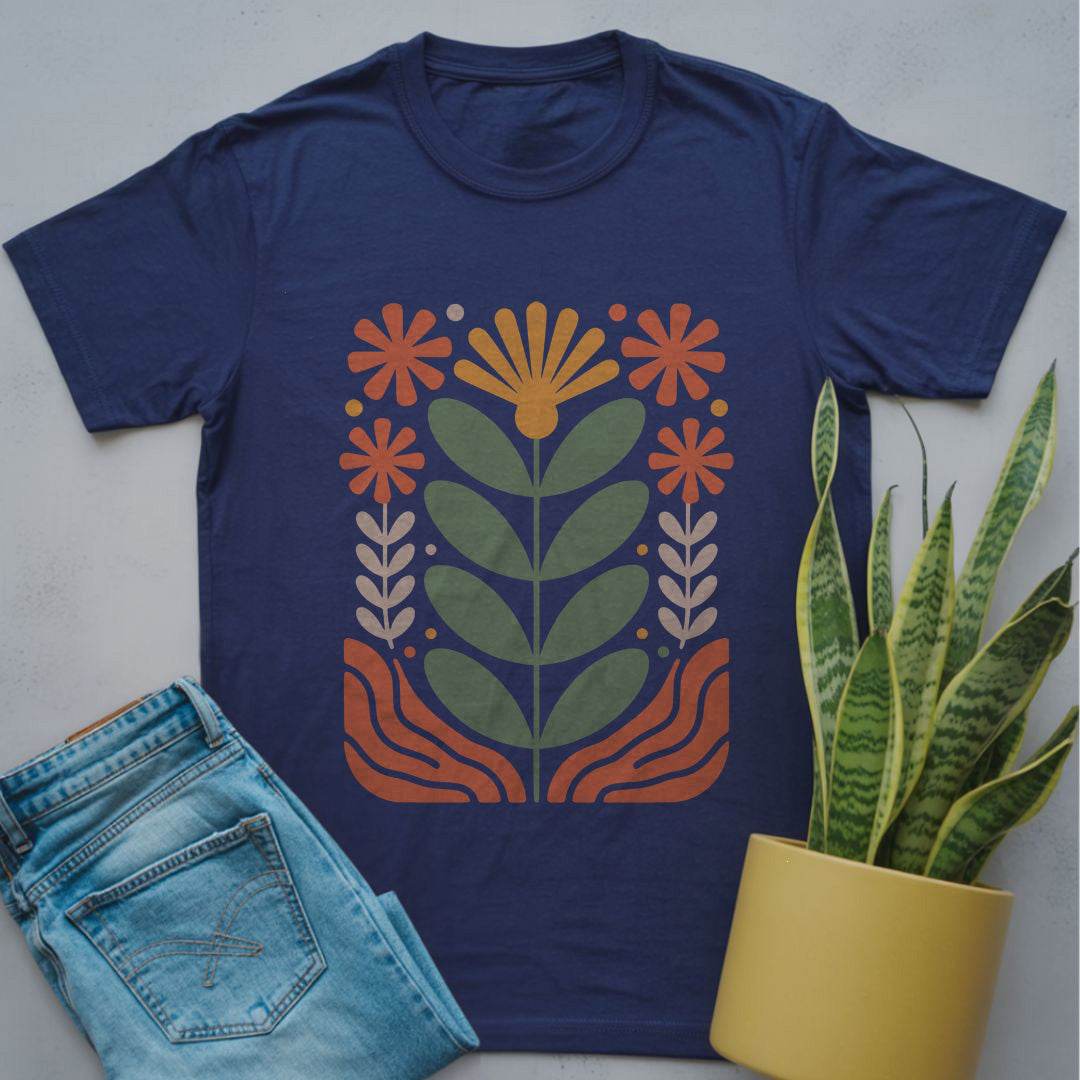 ZZ Plant Folk Art Shirt Navy / S